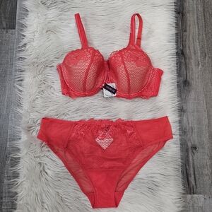 Adore me red lace bra and pantie set